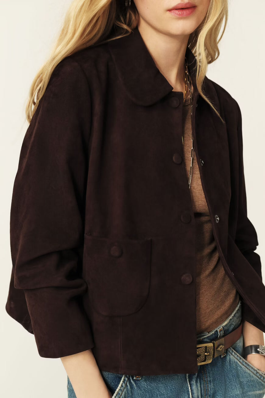 BA&SH Milas Suede Jacket in Chocolate