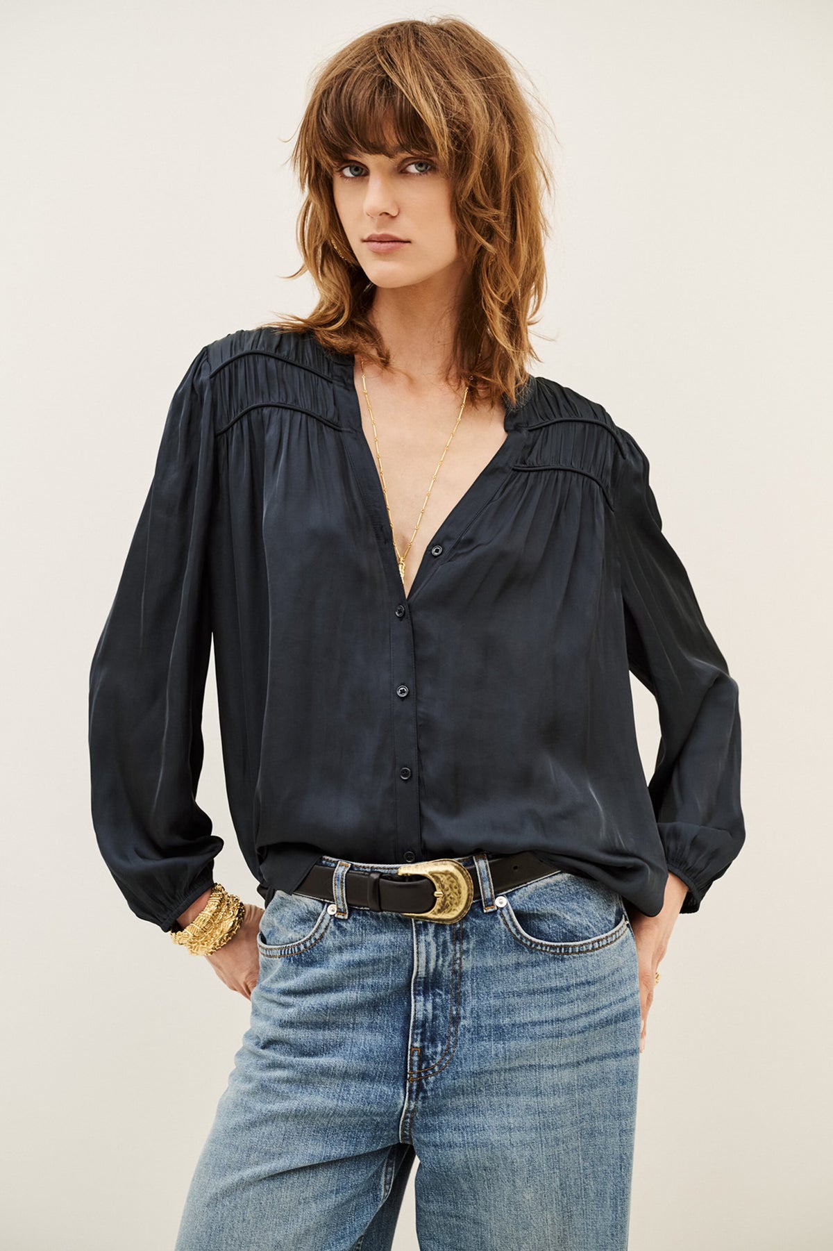 BA&SH Cessia Loose Fitting Shirt in Blue