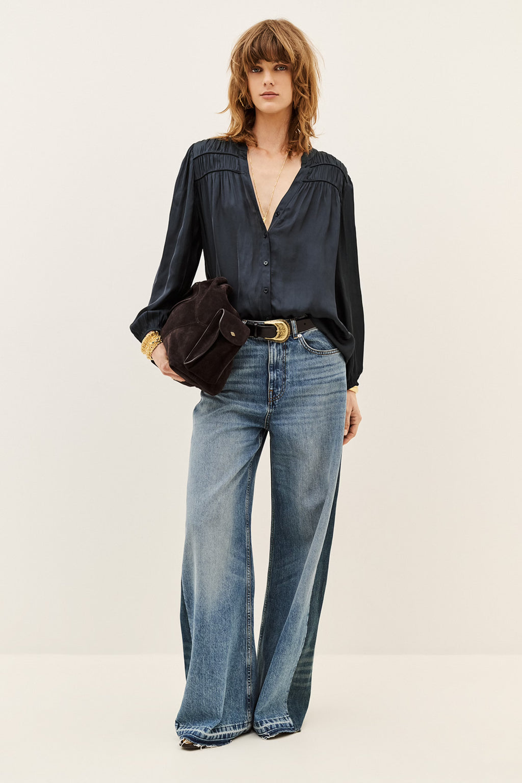 BA&SH Cessia Loose Fitting Shirt in Blue