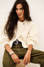BA&SH Fida Short Knit Cardigan in Ecru
