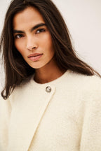 BA&SH Fida Short Knit Cardigan in Ecru
