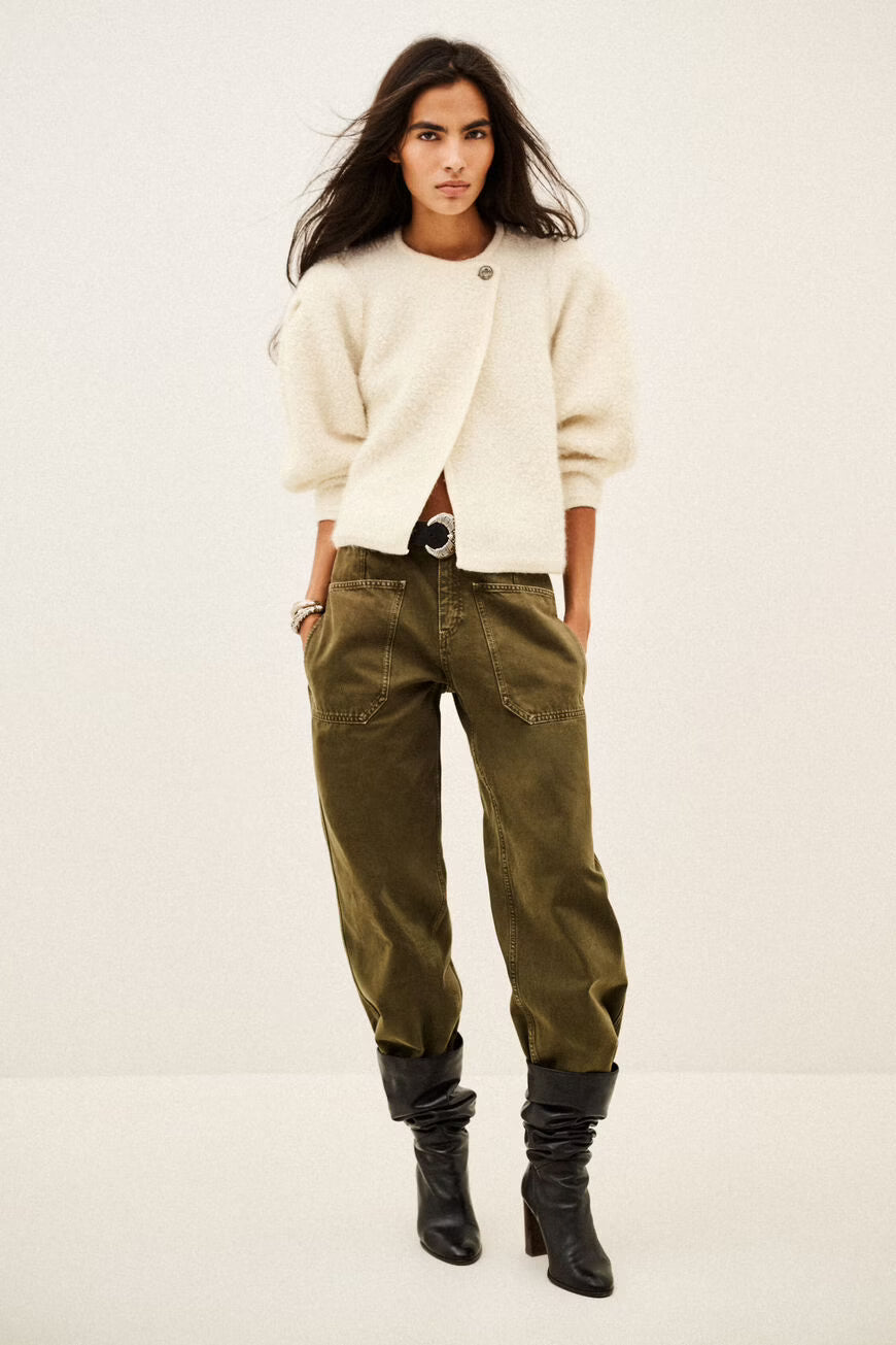 BA&SH Fida Short Knit Cardigan in Ecru