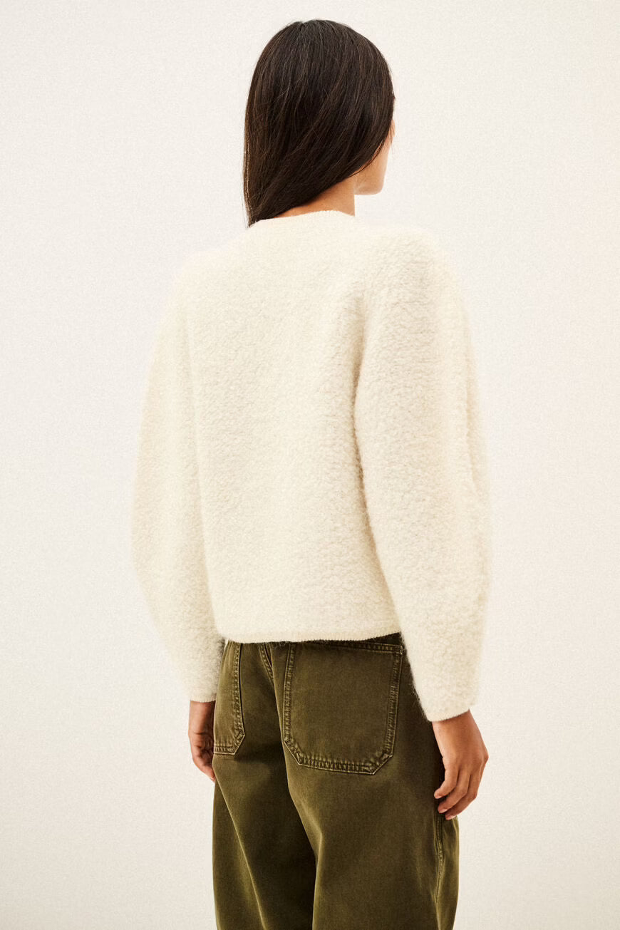 BA&SH Fida Short Knit Cardigan in Ecru
