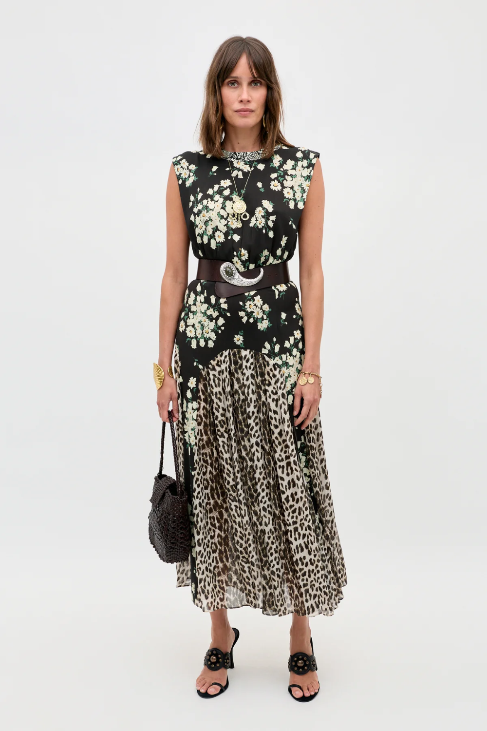 Coralie Dress in Amelia Gremlin Mix Black
