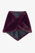 Helen Moore Triangle Scarf in Wine Faux Fur