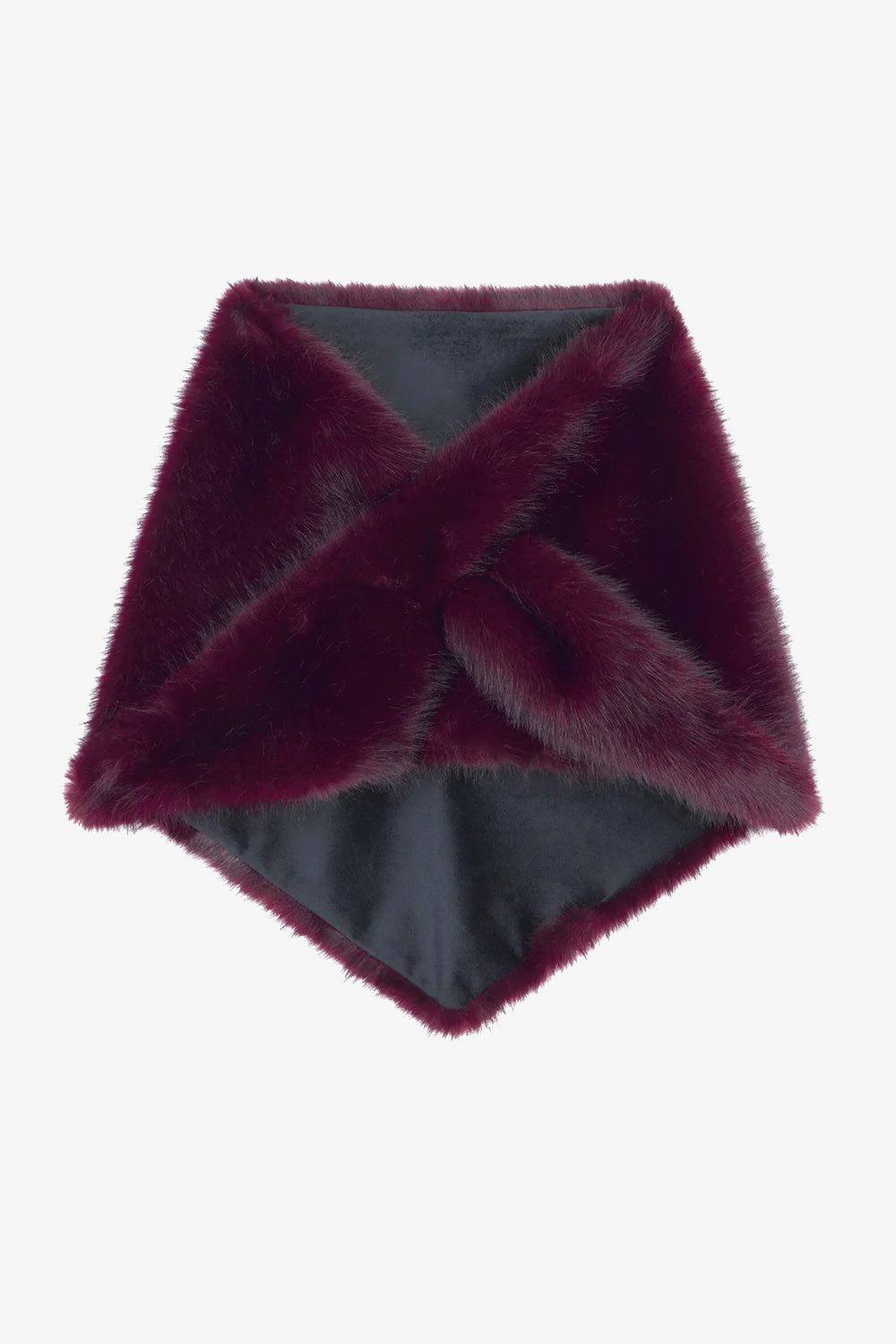 Helen Moore Triangle Scarf in Wine Faux Fur