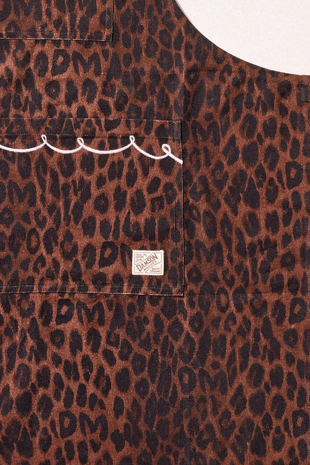 Damson Madder Embroidered Apron In Dark Leopard/Lilac