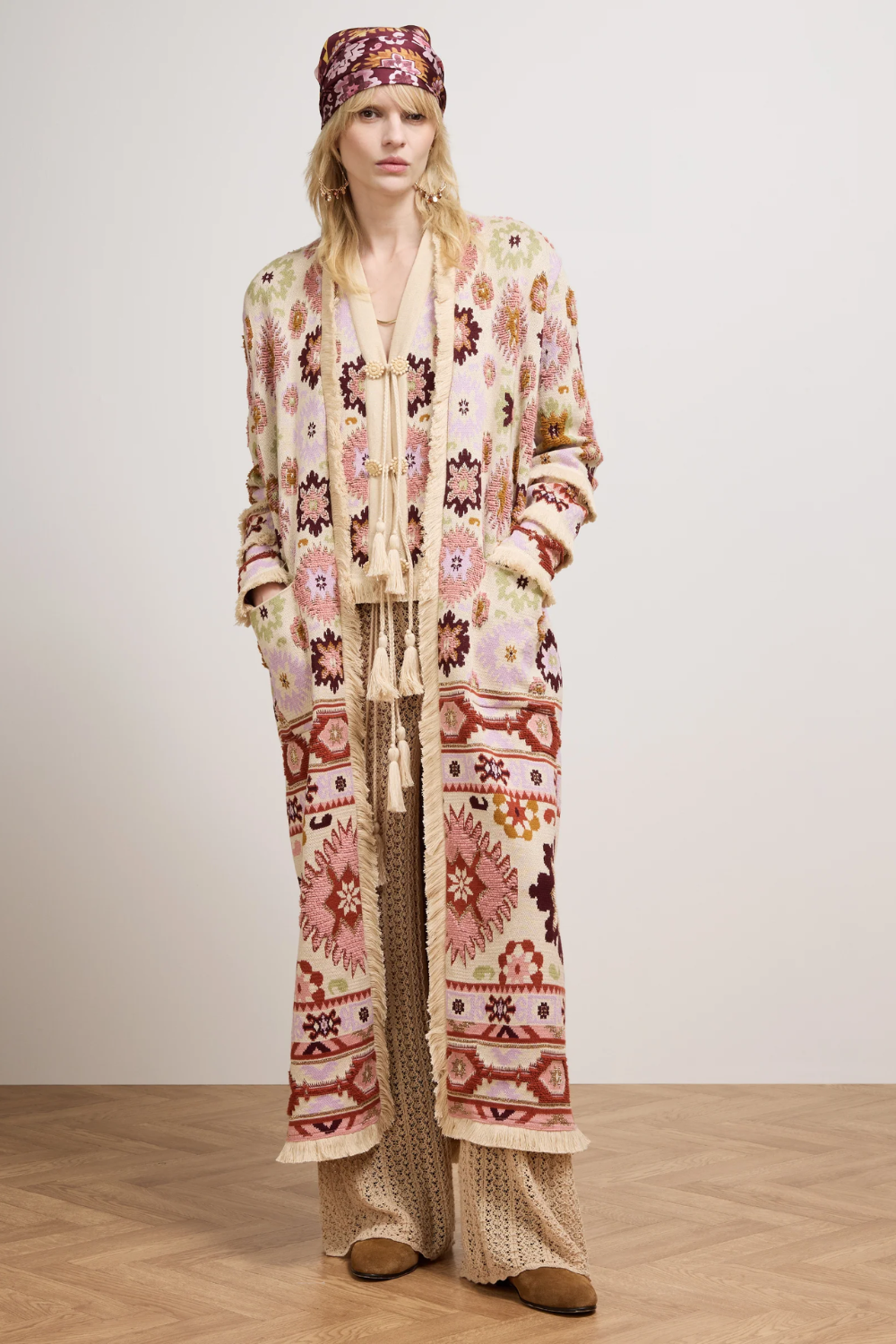 Soraya Cotton Lurex Duster in Ecru