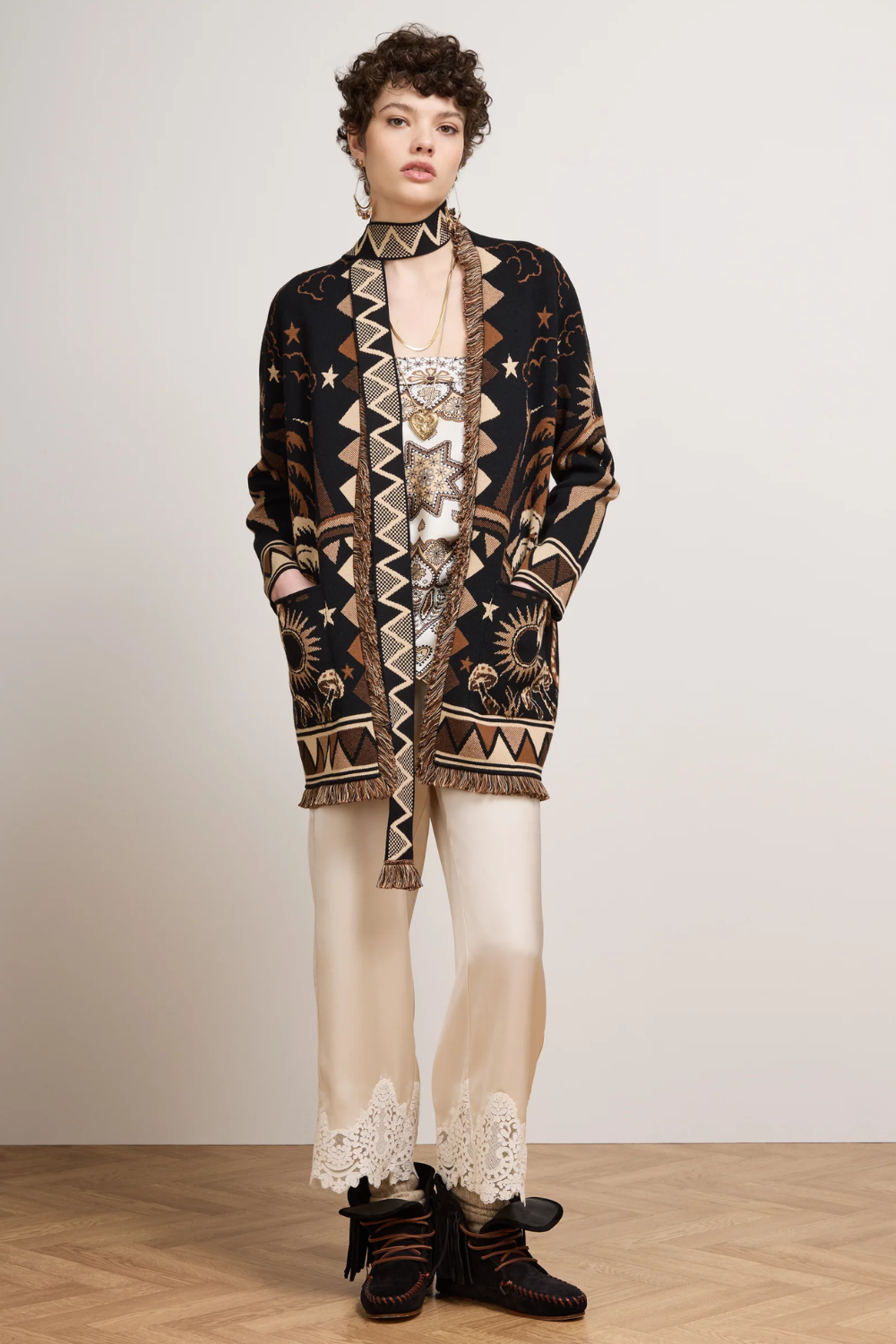 Magic Leopard Cotton Cardigan in Black