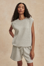 Varley Salome Raglan Tee in Light Grey Marl