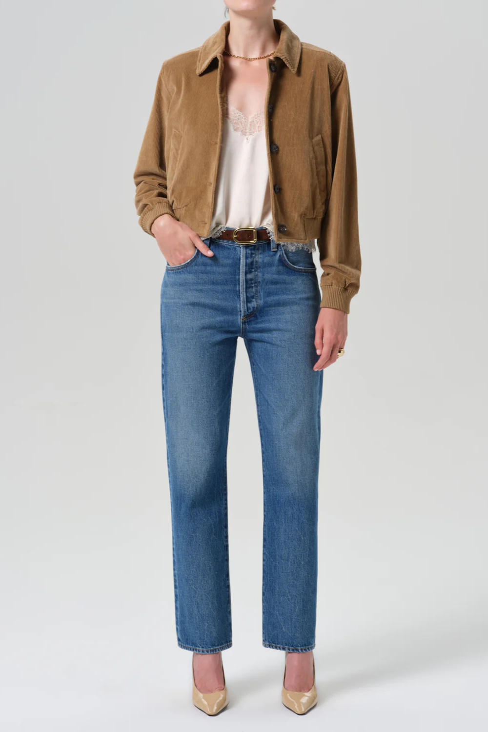 90s French High Rise Straight Jean in Pastis