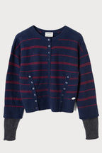Damson Madder Franny Merino Wool Cardigan in Navy