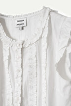 Damson Madder Leighton Ruffle Blouse in White