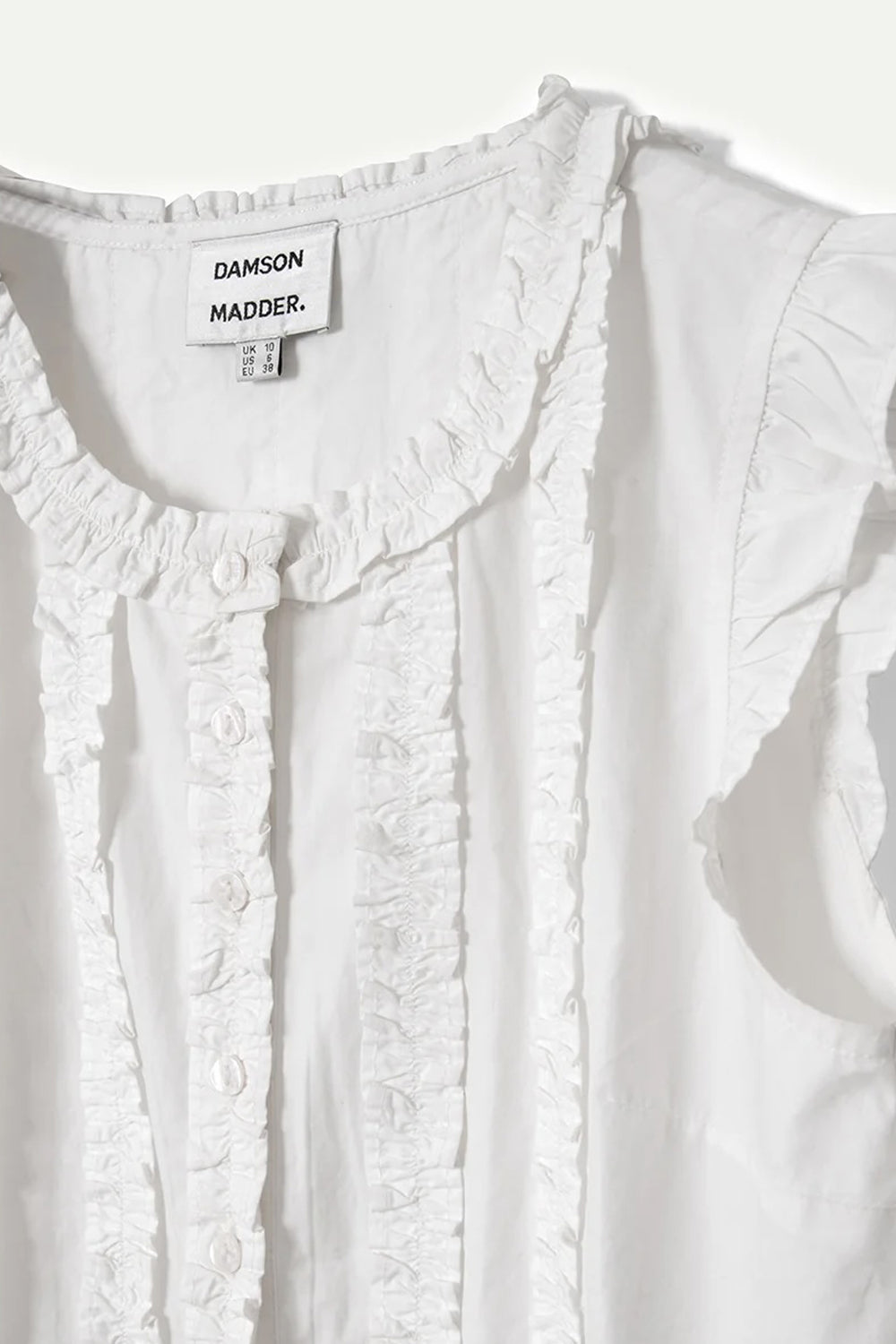 Damson Madder Leighton Ruffle Blouse in White