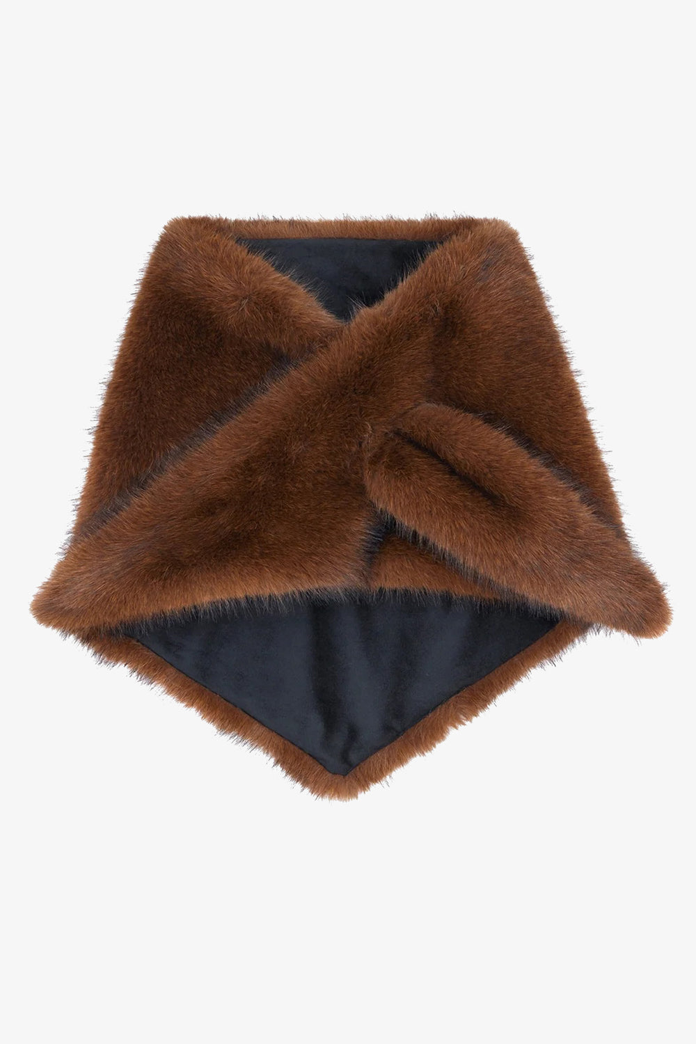 Helen Moore Triangle Scarf in Mahogany Faux Fur