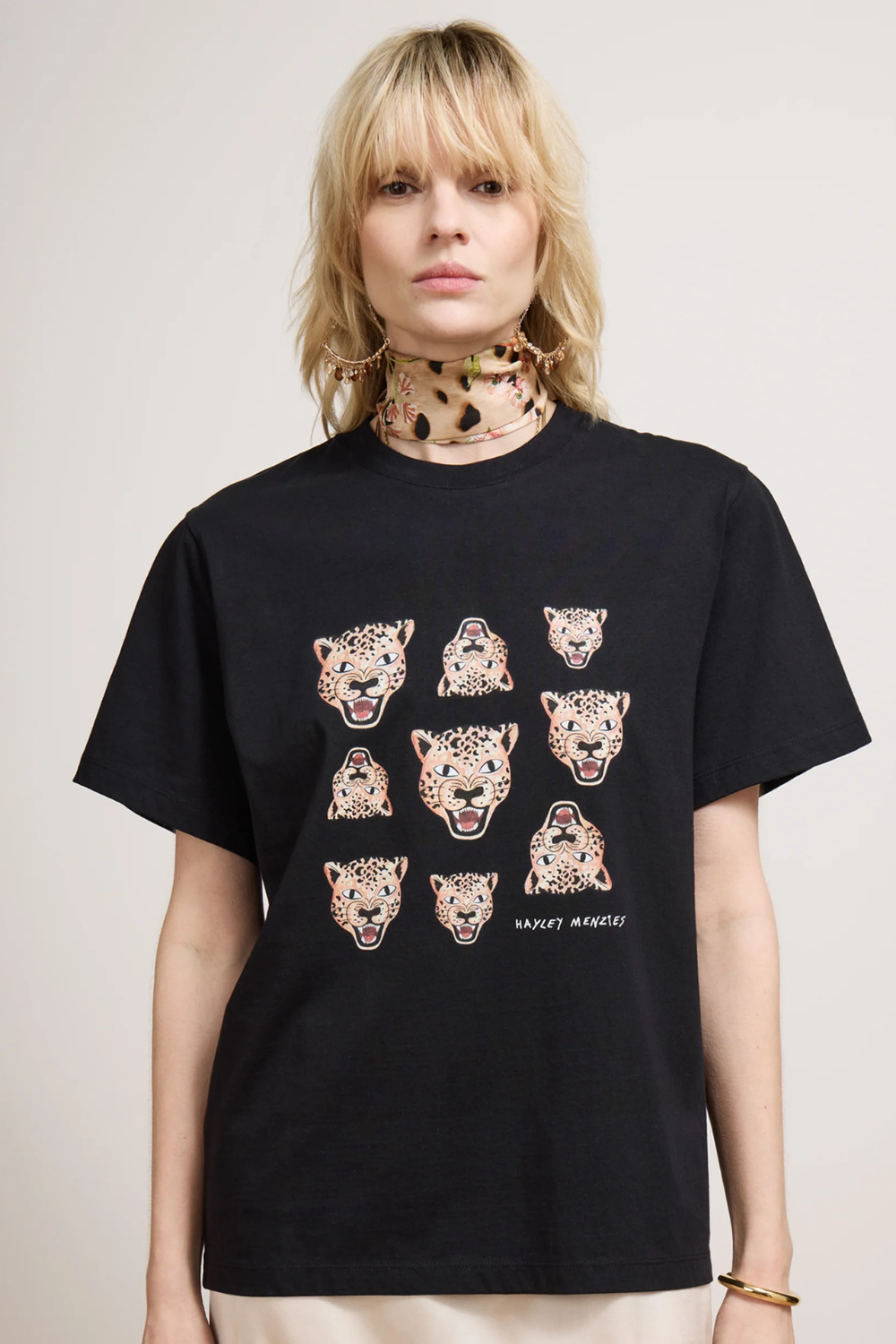Leopard Face T-Shirt in Black