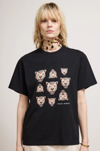 Leopard Face T-Shirt in Black