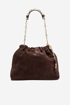 Suede June Tote Bag in Choco