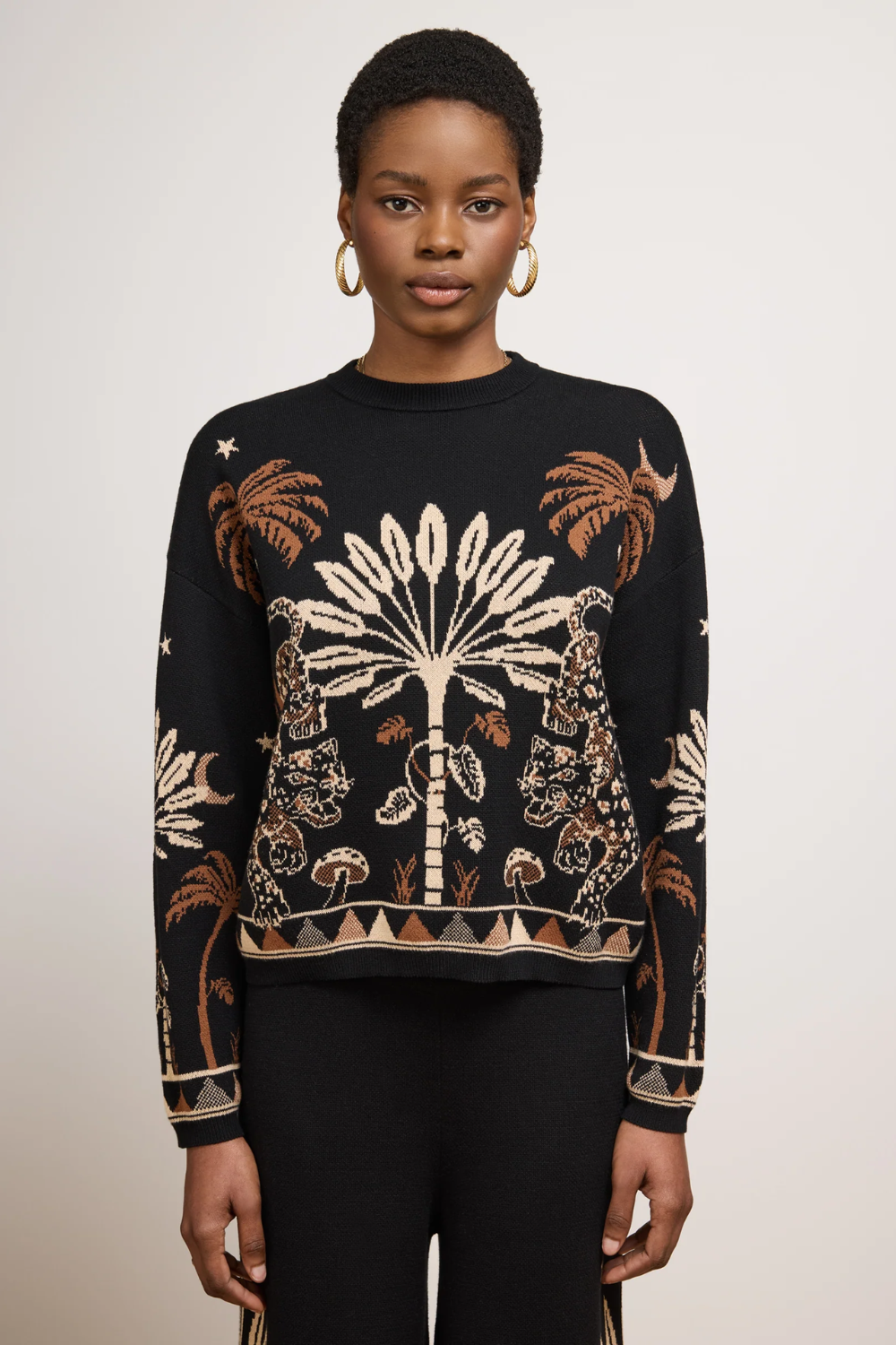 Magic Leopard Cotton Jumper in Black