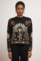 Magic Leopard Cotton Jumper in Black