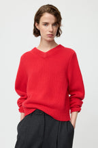 SOFT GOAT Chunky V-neck in Rouge