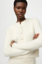 SOFT GOAT Alpaca Cardigan in Feather White
