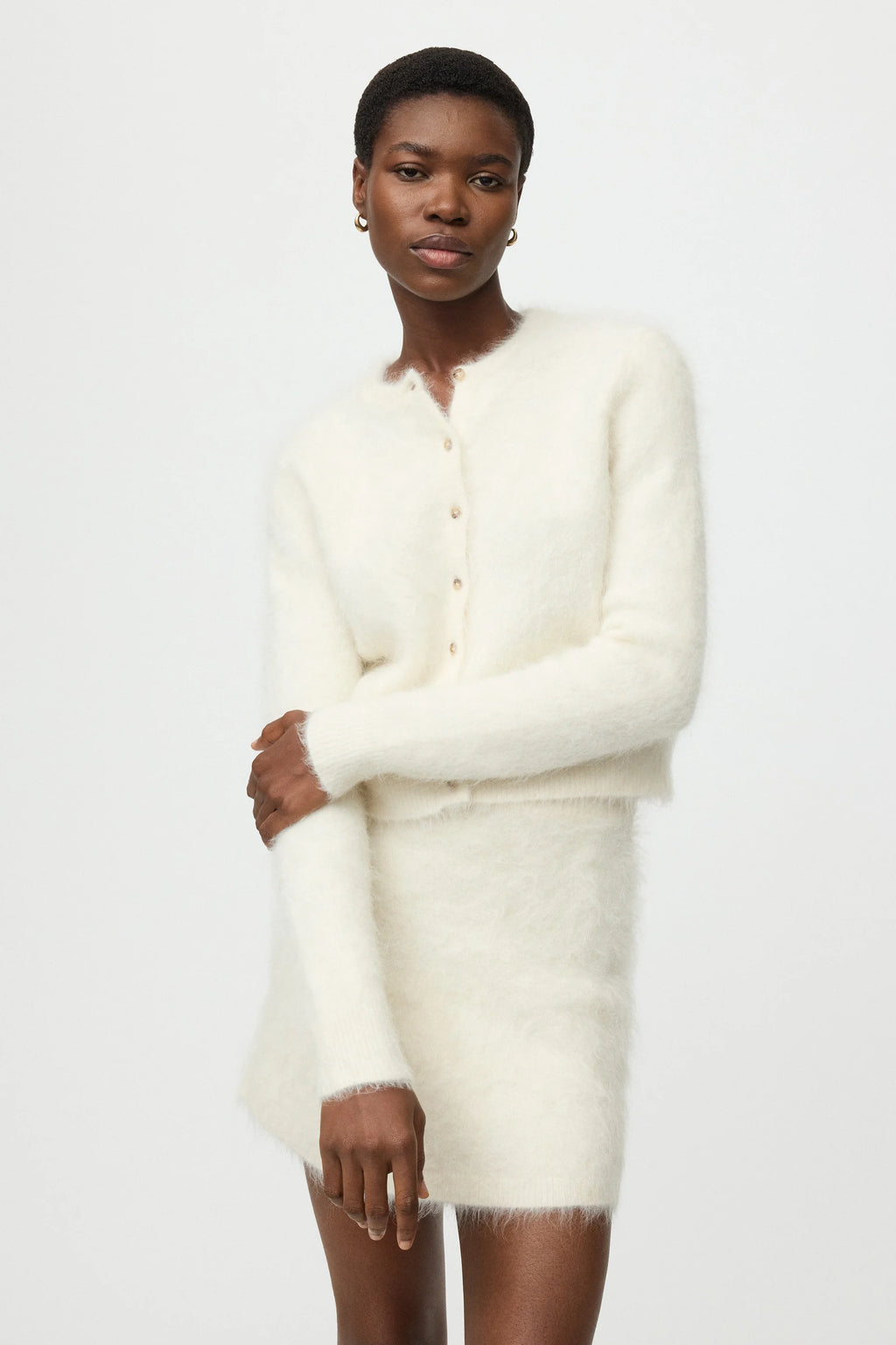 SOFT GOAT Alpaca Cardigan in Feather White