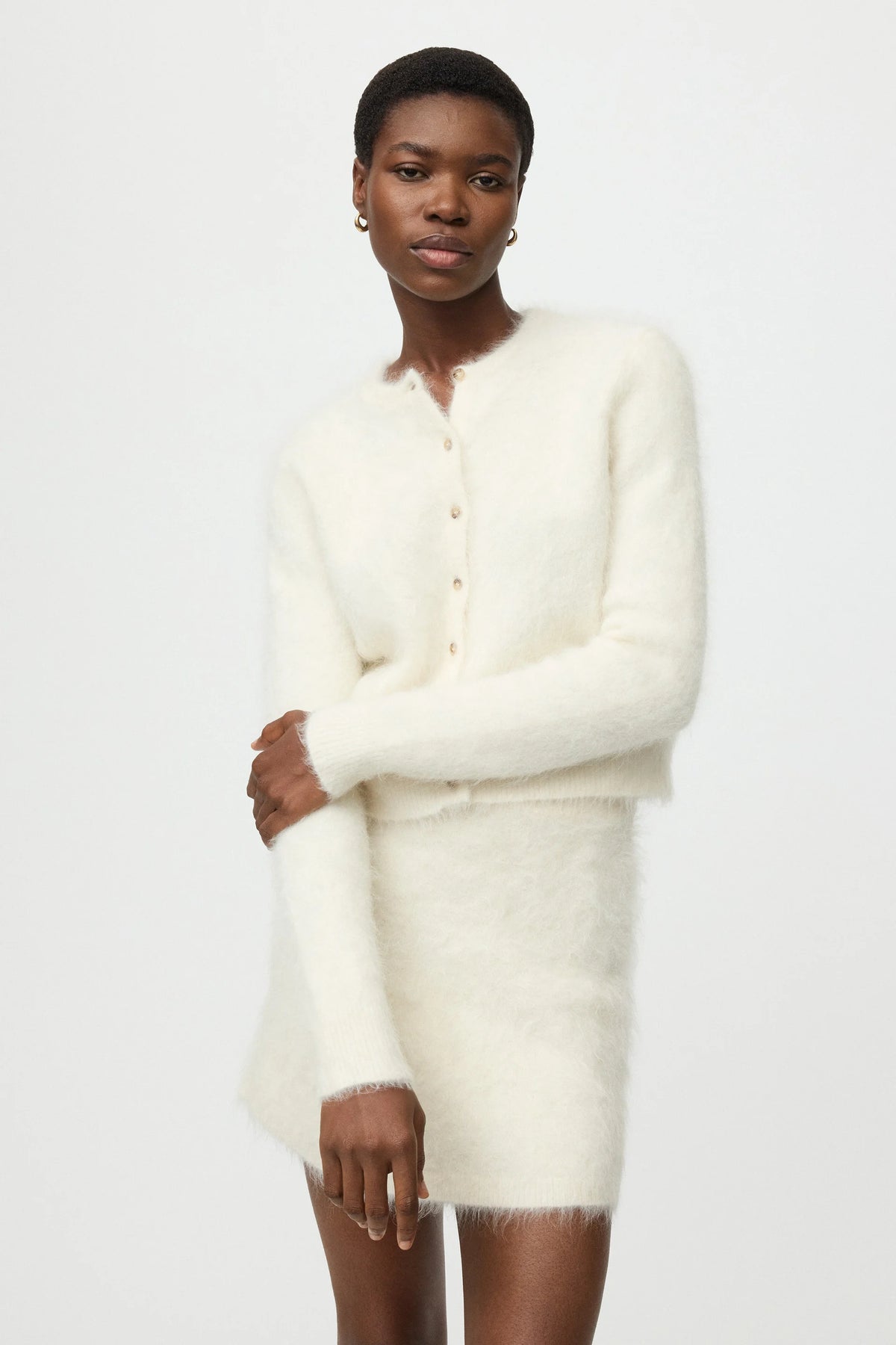 SOFT GOAT Alpaca Cardigan in Feather White