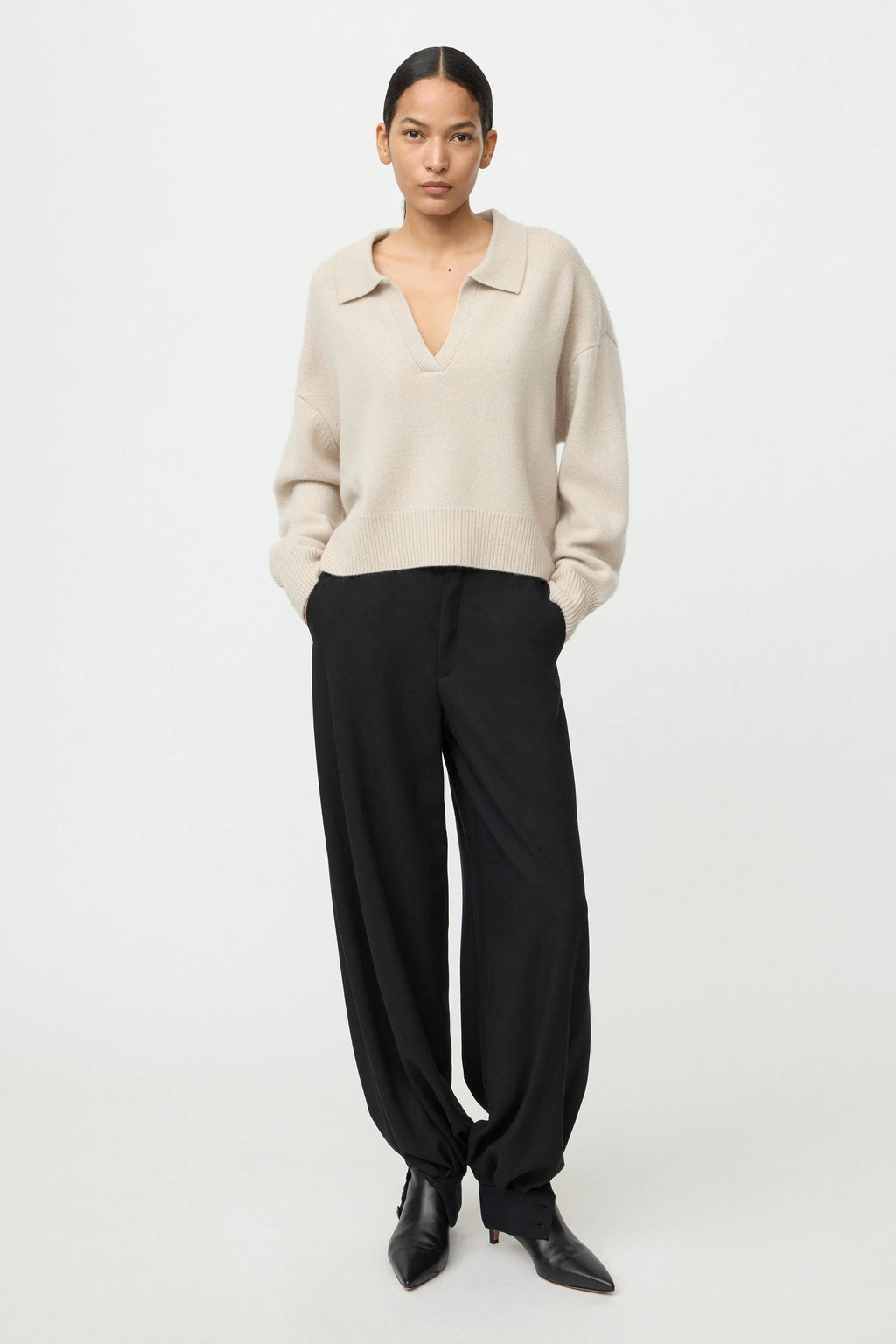 SOFT GOAT Relaxed Fit Polo Shirt in Chalk