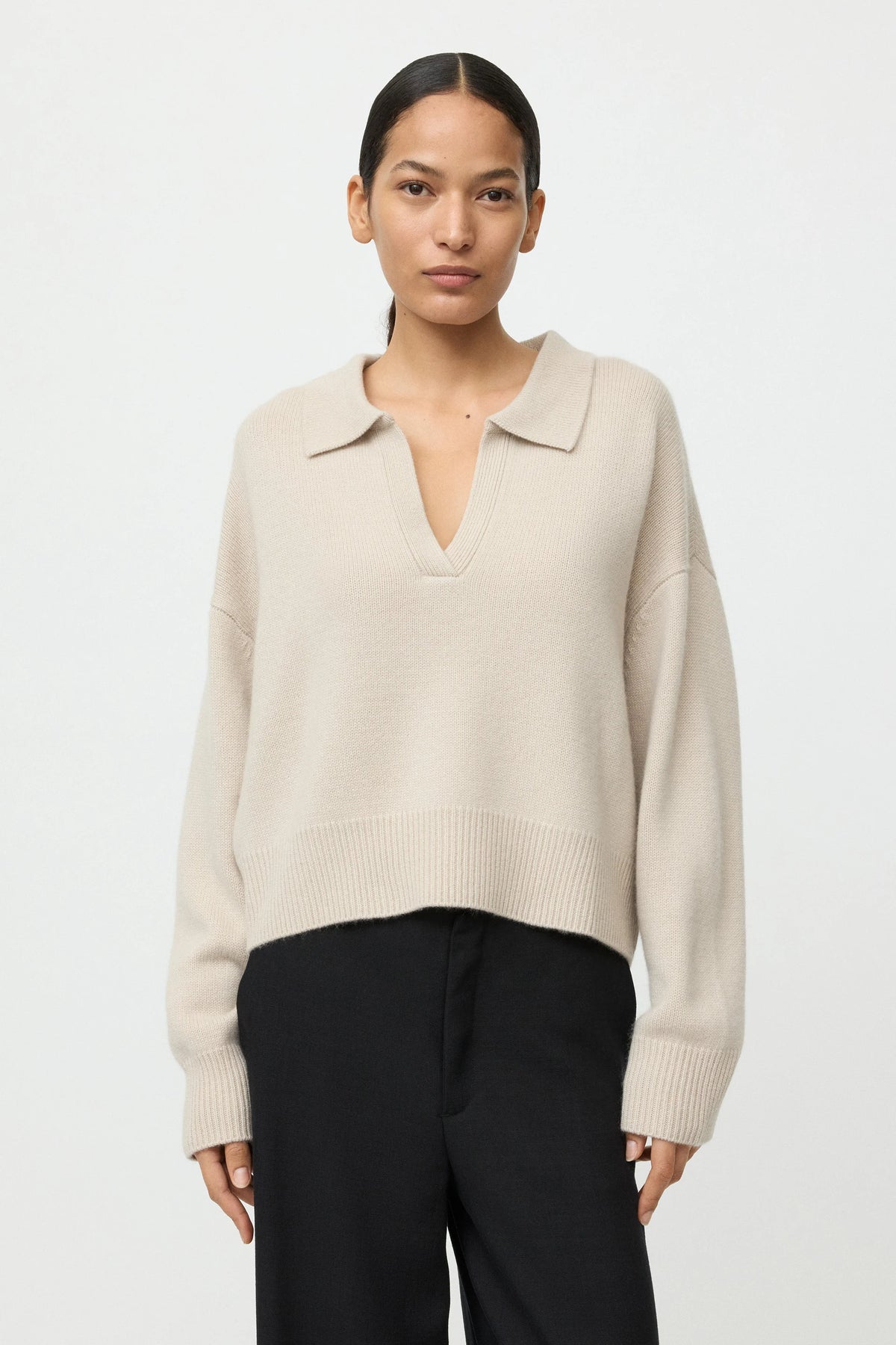 SOFT GOAT Relaxed Fit Polo Shirt in Chalk