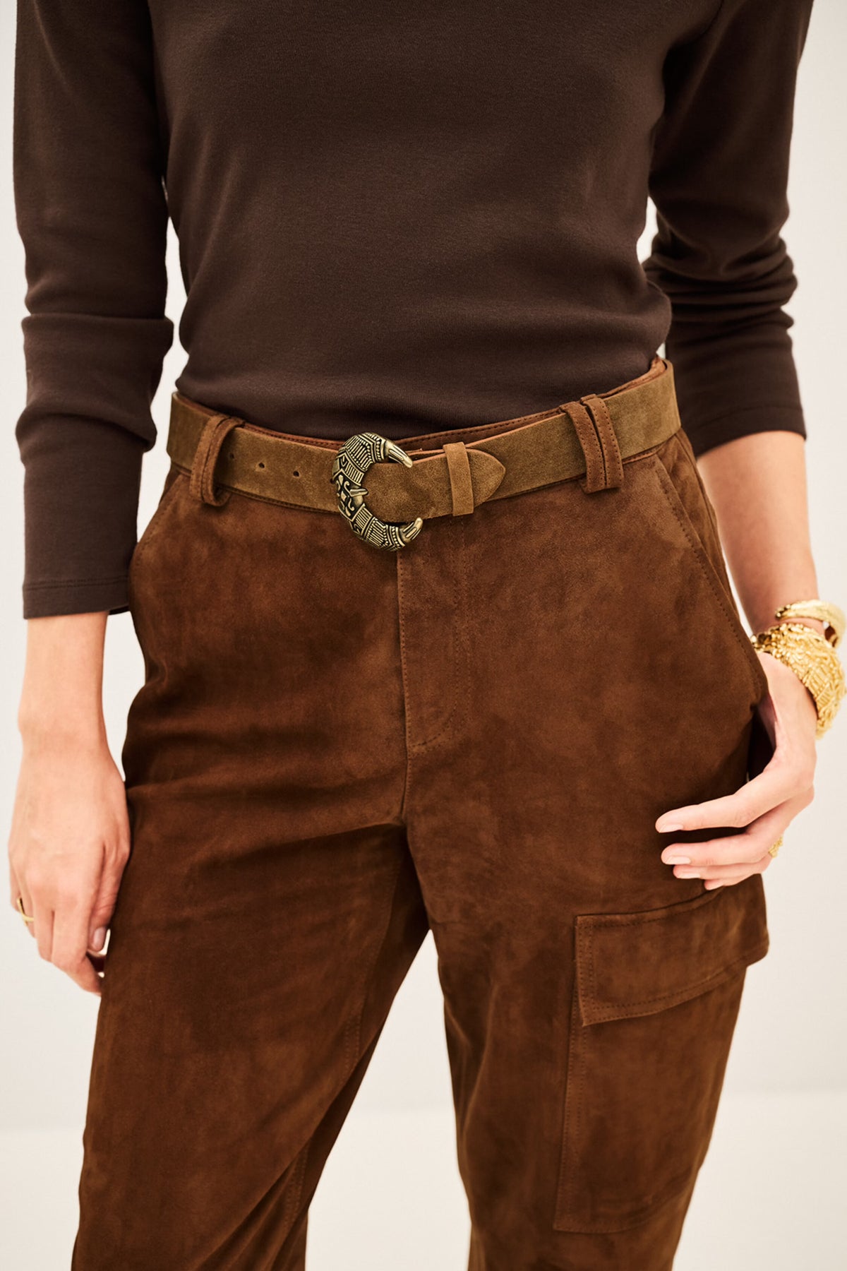 BA&SH Bandy Brown Suede Belt