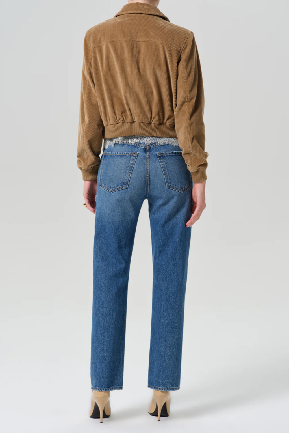90s French High Rise Straight Jean in Pastis