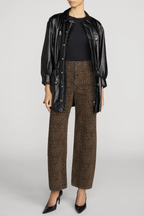 The Bow High Rise Curved Leg Crop Flocked in Sandcat