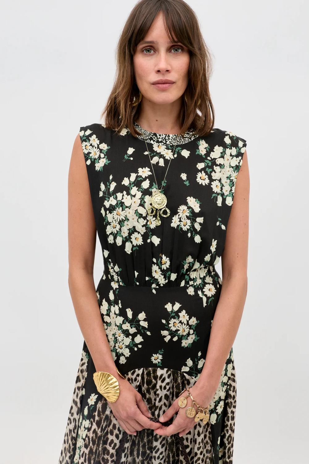 Coralie Dress in Amelia Gremlin Mix Black