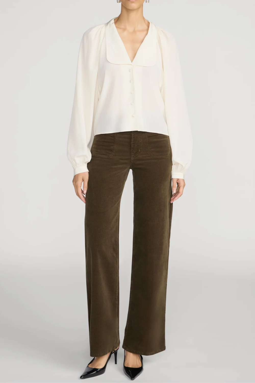 Le Slim Palazzo Modernist Pocket in Rich Military Corduroy