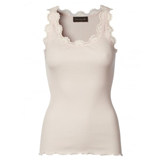 Rosemunde Babette Silk Short Sleeve U-Neck Top in Soft Rose