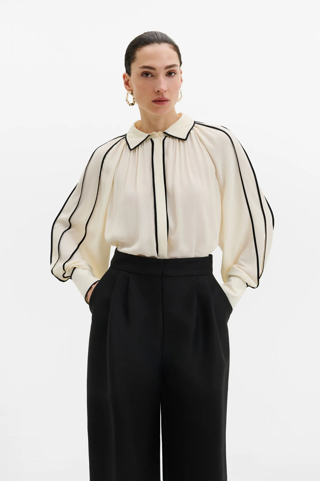 Malina Bea Contrast Edge Chiffon Blouse