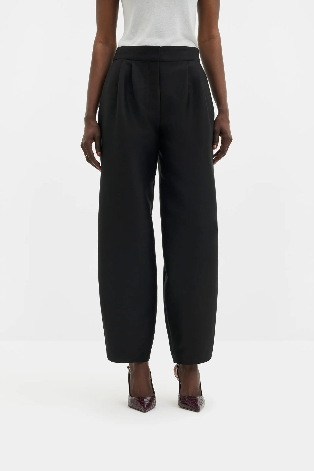Malina Smilla Barrell Leg Wool-Silk Trousers