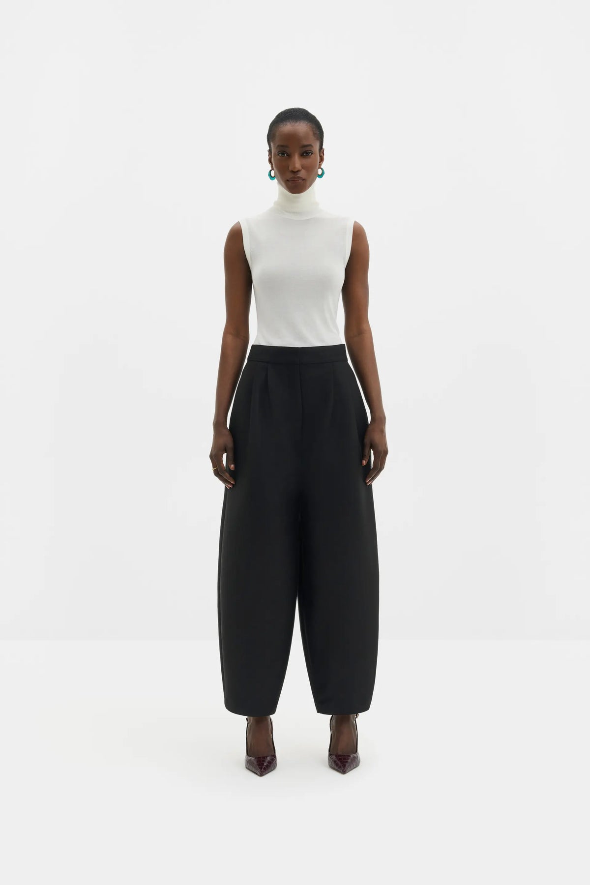 Malina Smilla Barrell Leg Wool-Silk Trousers
