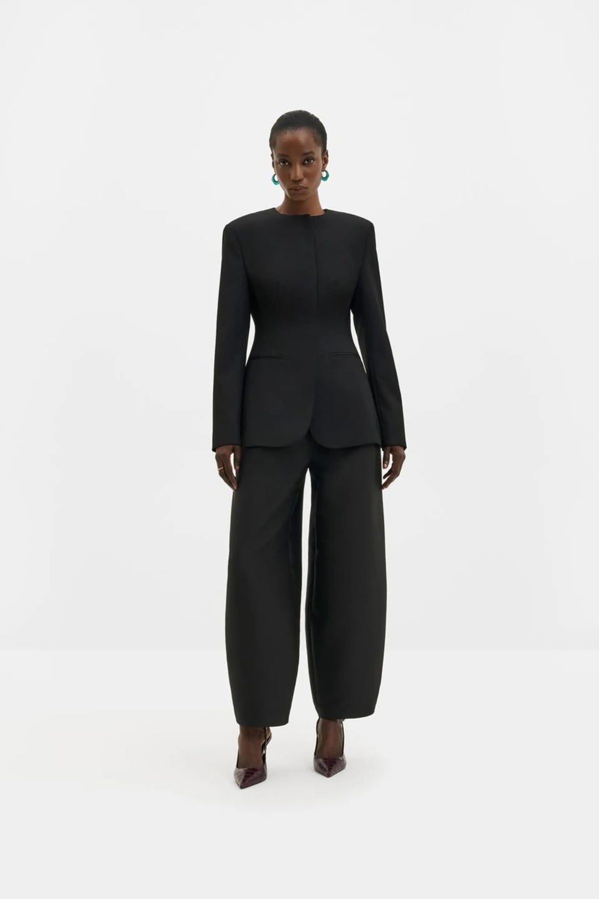 Malina Smilla Barrell Leg Wool-Silk Trousers