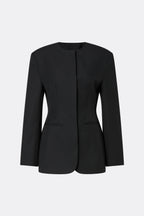 Malina Carol Collarless Wool-Silk Evening Blazer