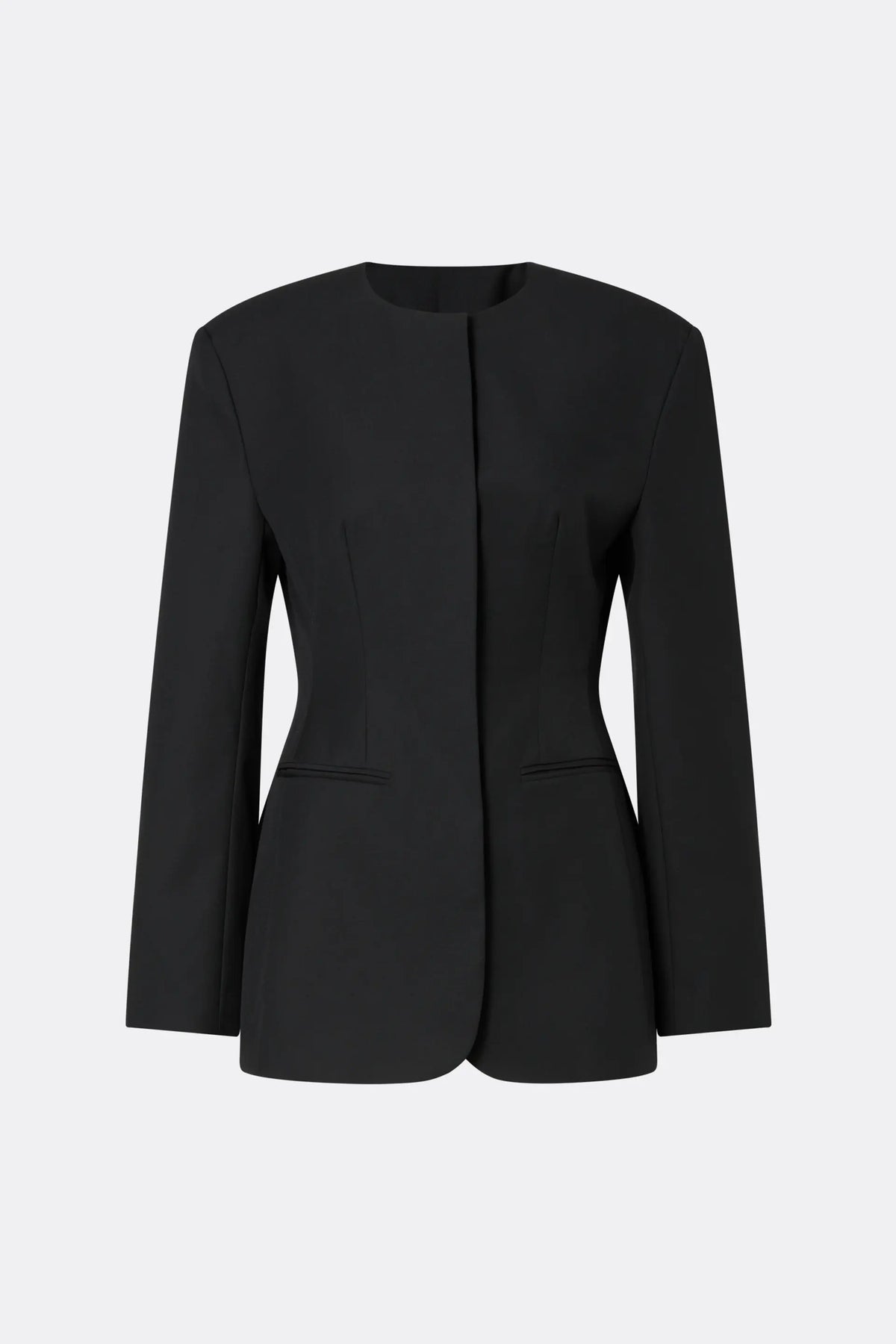 Malina Carol Collarless Wool-Silk Evening Blazer