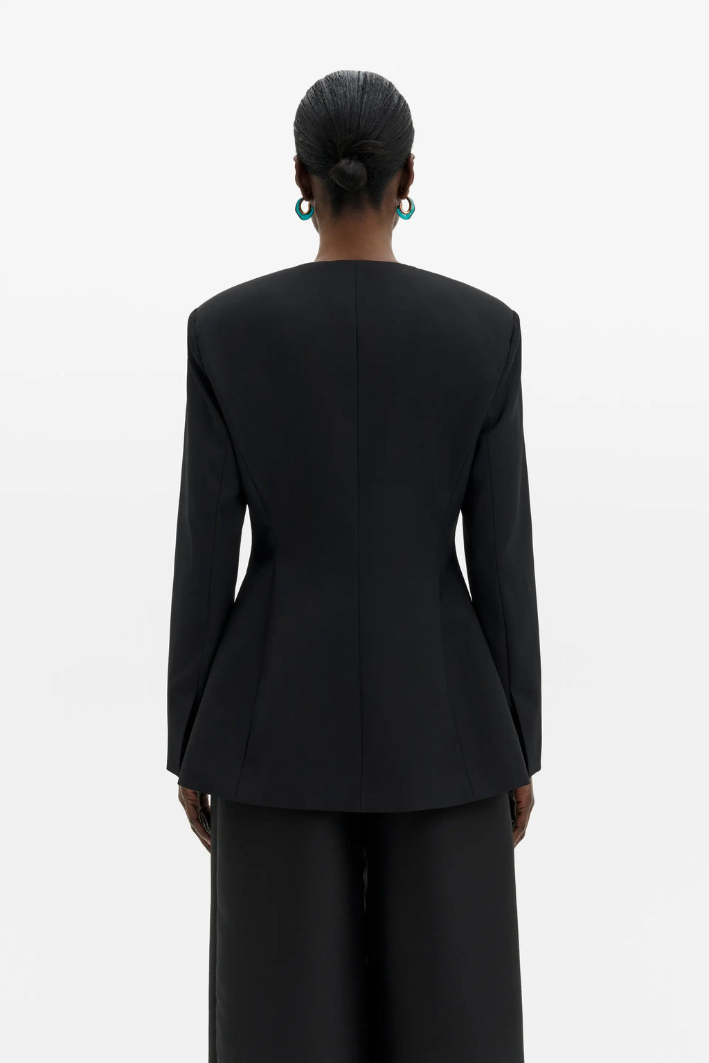 Malina Carol Collarless Wool-Silk Evening Blazer