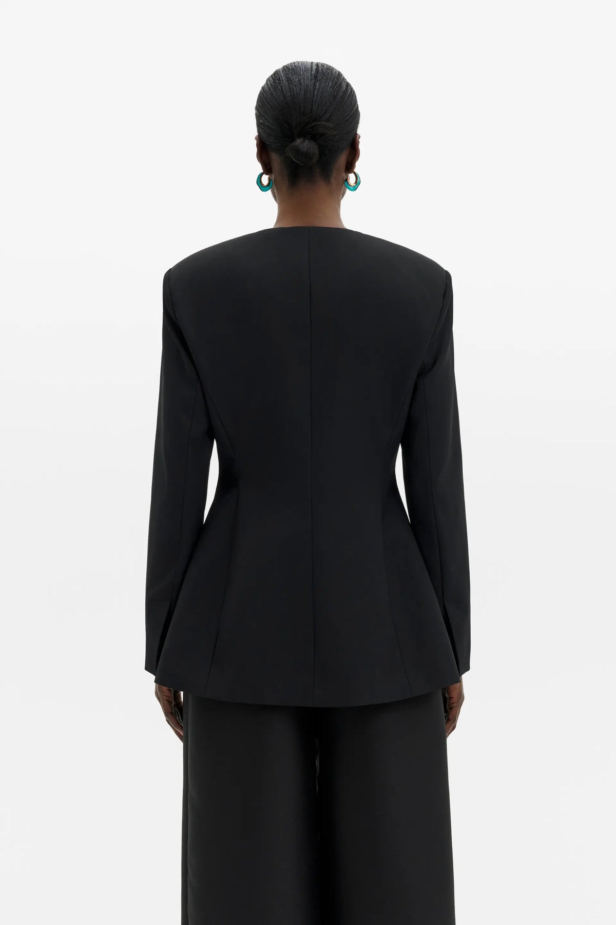 Malina Carol Collarless Wool-Silk Evening Blazer