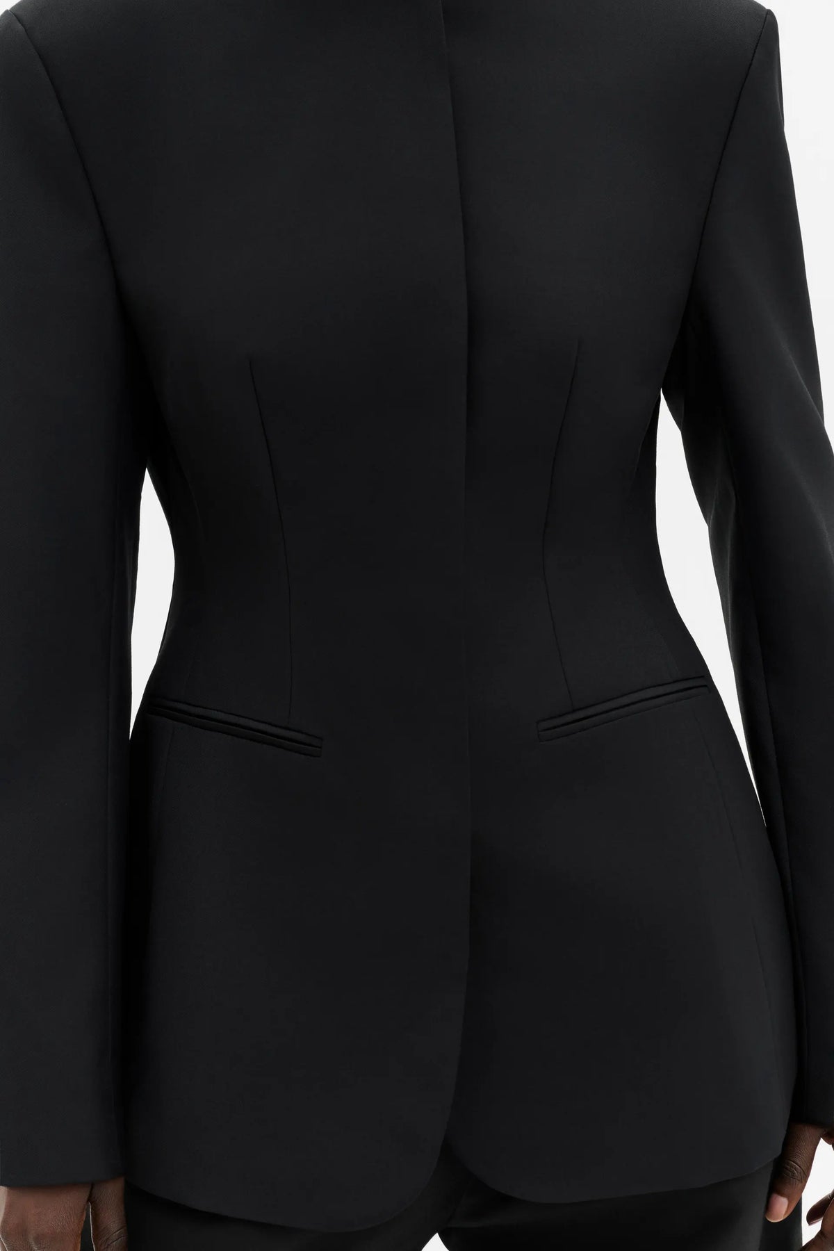 Malina Carol Collarless Wool-Silk Evening Blazer