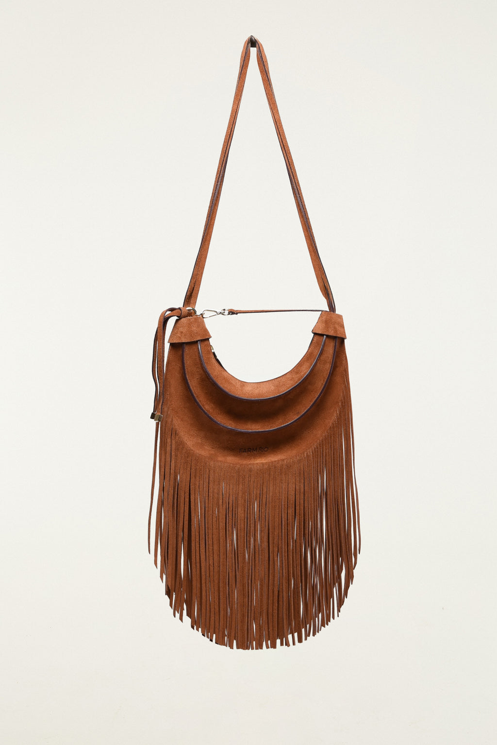 Farm Rio Suede Hobo Banana Fringe Bag in Small
