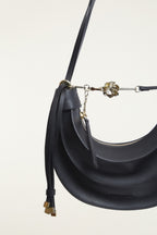 Farm Rio Black Leather Banana Bag in Small