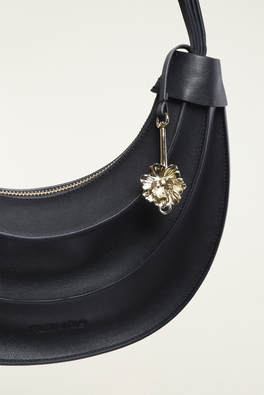 Farm Rio Black Leather Banana Bag in Small