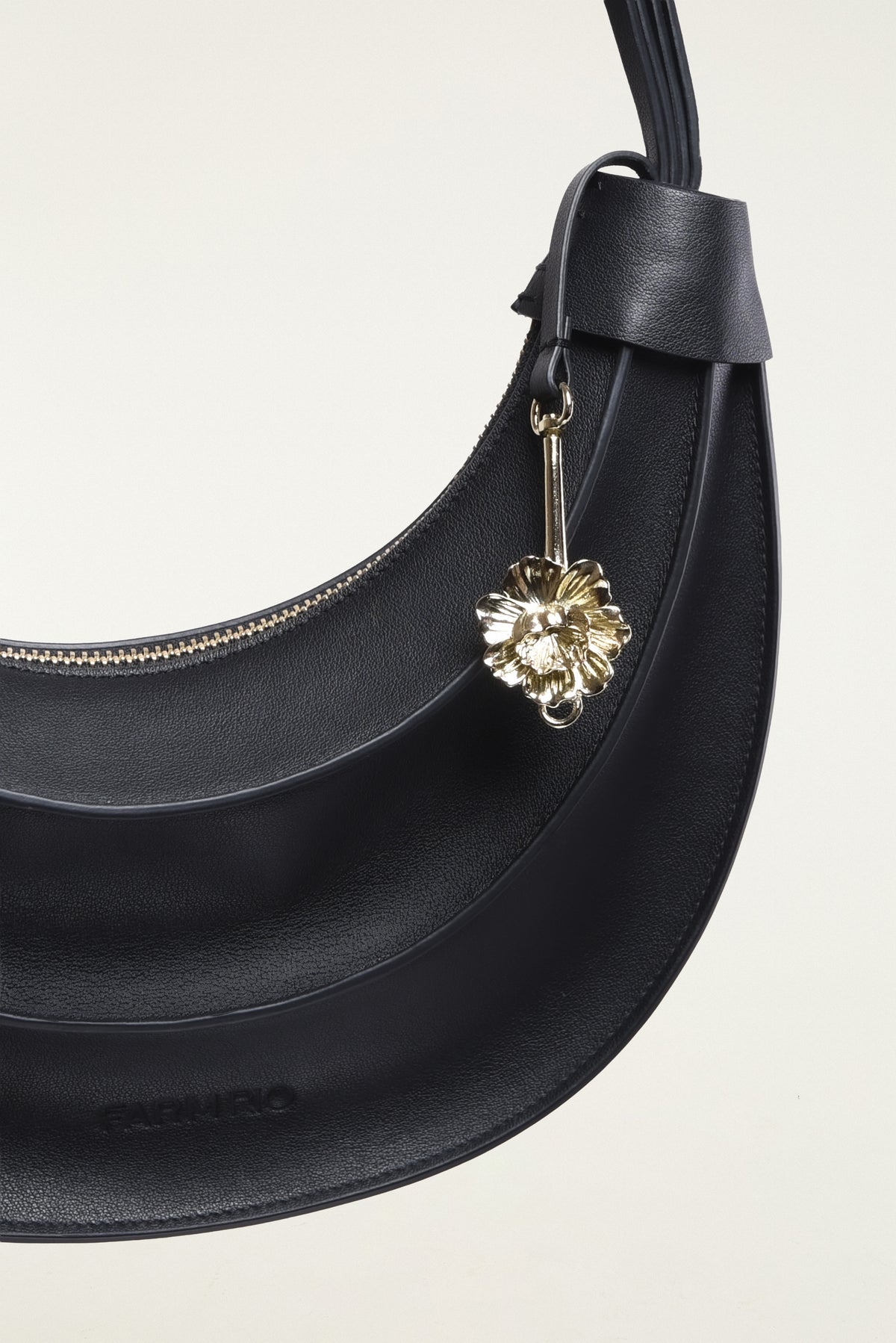 Farm Rio Black Leather Banana Bag in Small
