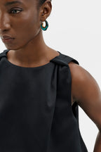 Malina Valentina Knotted Shoulder Satin Top